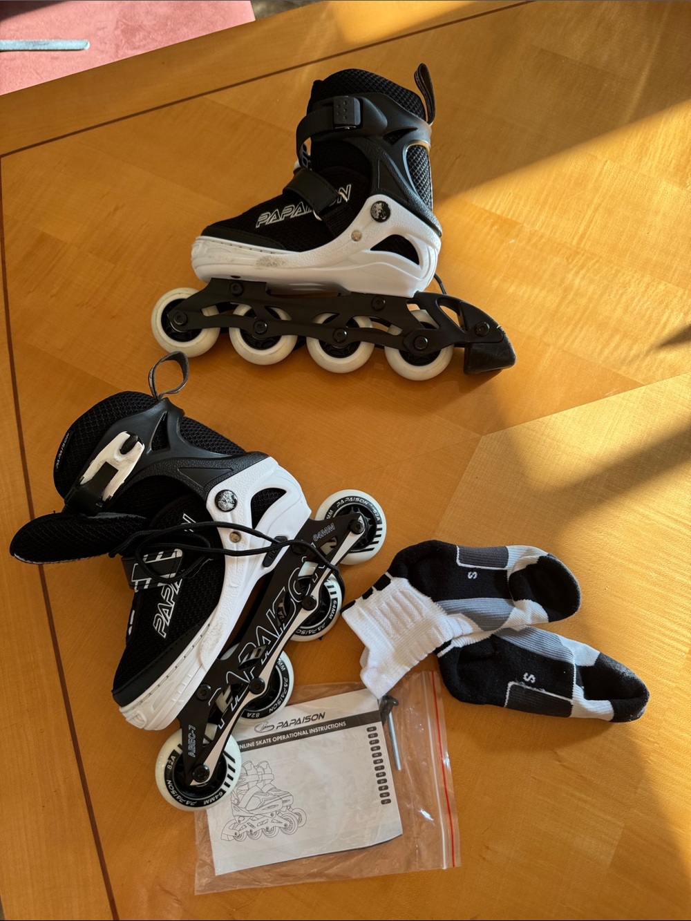 PApaison Black and White Inline Roller Skates size 13-1.5